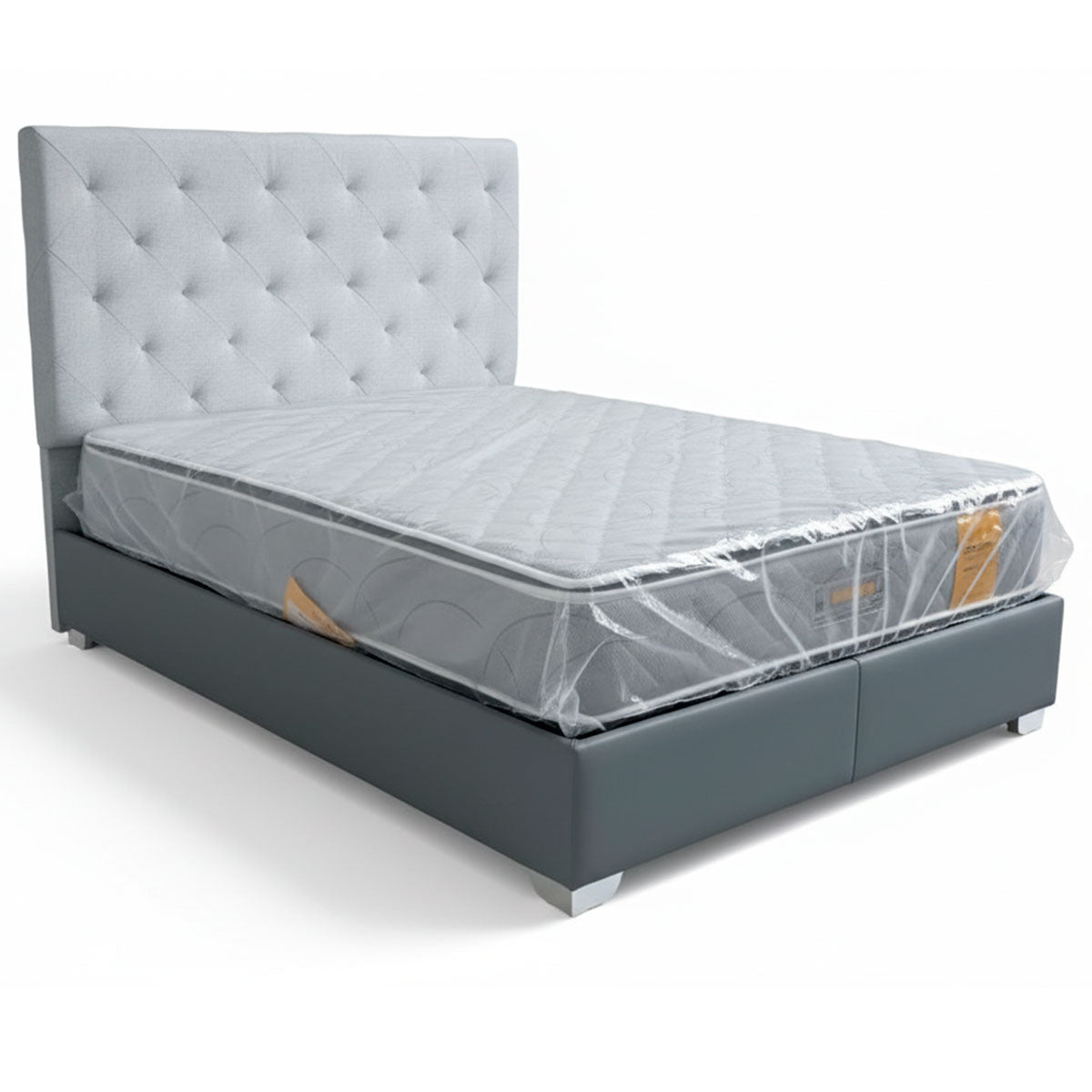 Cama capitoneada tapizada